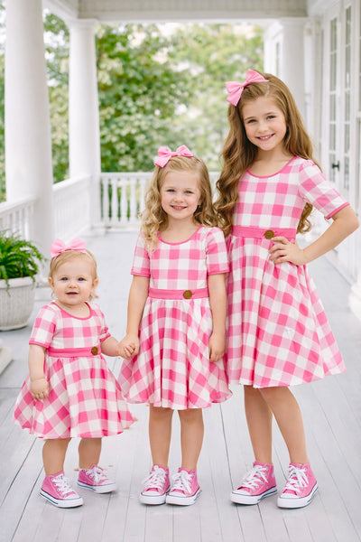 Pink Plaid twirl dress