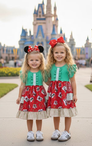 Green flutter Vintage Disney Holiday Platinum party style Dress